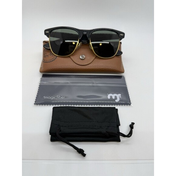B&L RAY-BAN USA WAYFARER MAX BLACK/GOLD VTG SUNGLASSES G-15 145mm,CASE,CLOTH,BAG - Picture 1 of 16